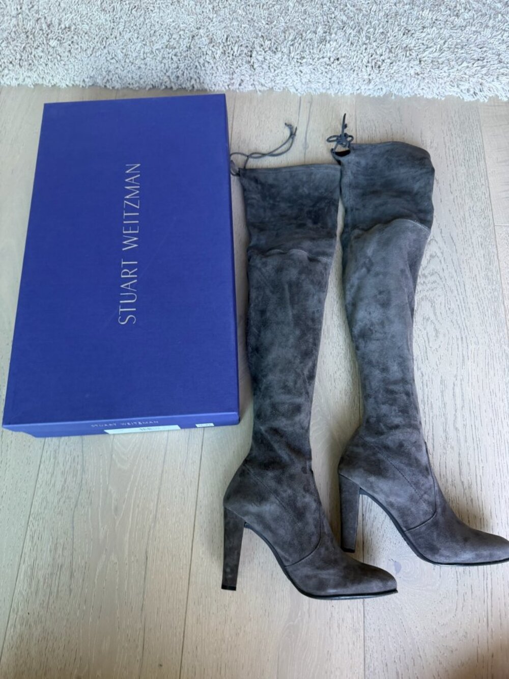 Authentic Stuart Weitzman 'Highland' Charcoal Gray Suede Boots